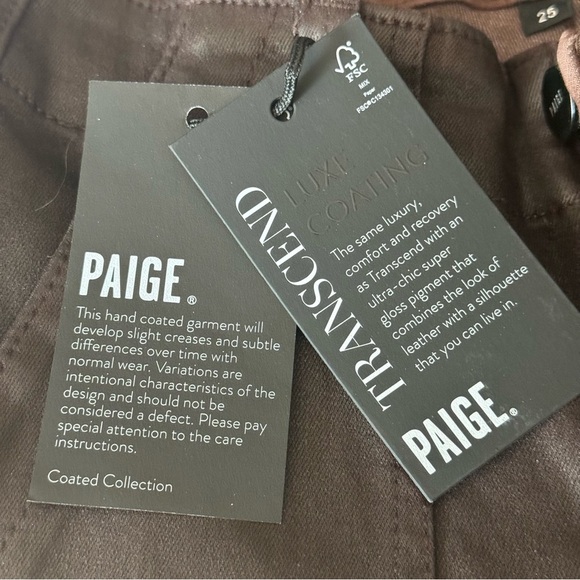NWT PAIGE Mayslie Coated Waxed Joggers Pants Chocolate Brown Chicory Size 25 - Picture 5 of 16
